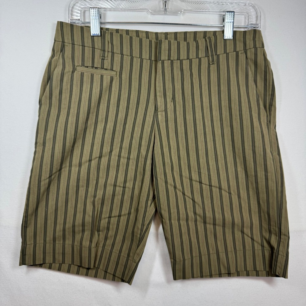 Patagonia Womens Organic Cotton Striped‎ Shorts Olive Green Brown 57800 Size 4